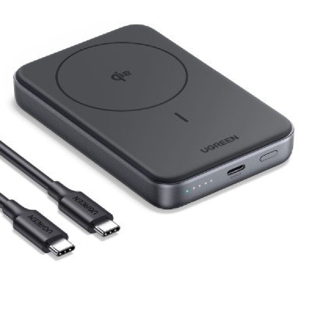 Imagen 2 del producto Batería externa Ugreen PB761, 10000 mAh, carga rápida 30 W, carga inalámbrica magnética Qi2 15 W, negro